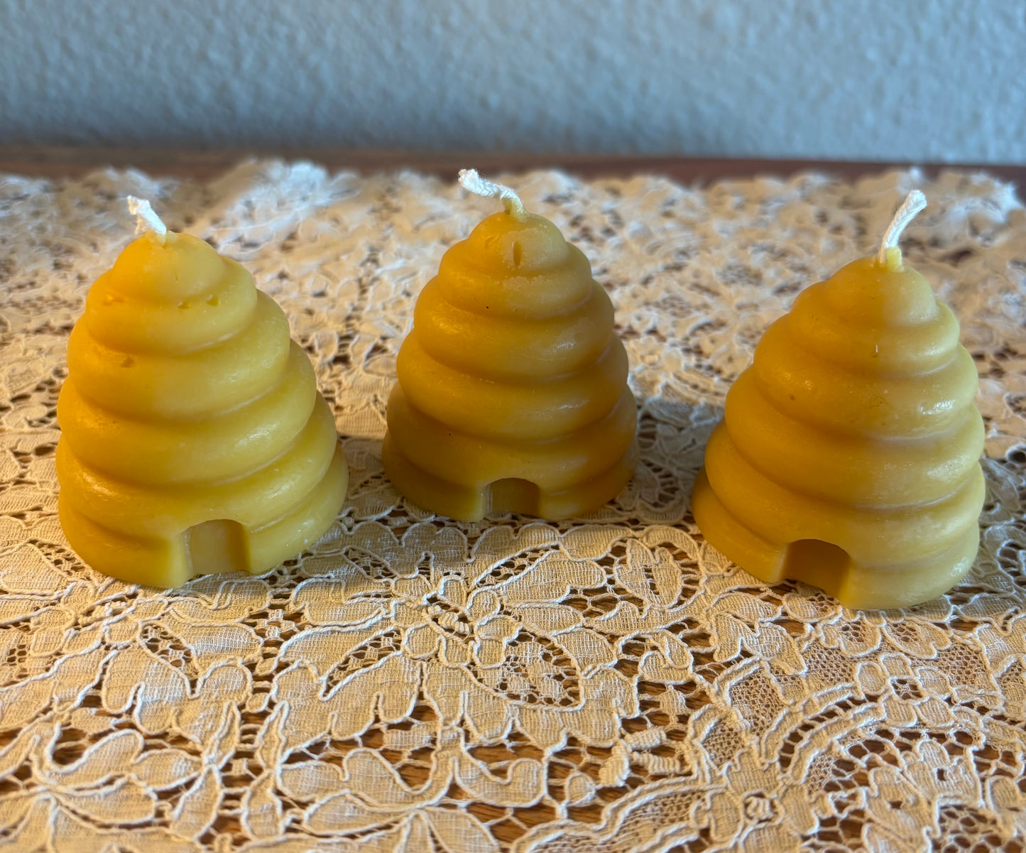 Beeswax beehive votive candle