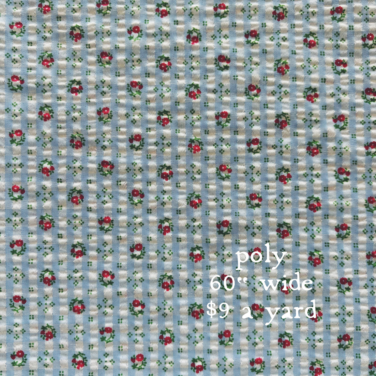 Polyester seersucker red floral