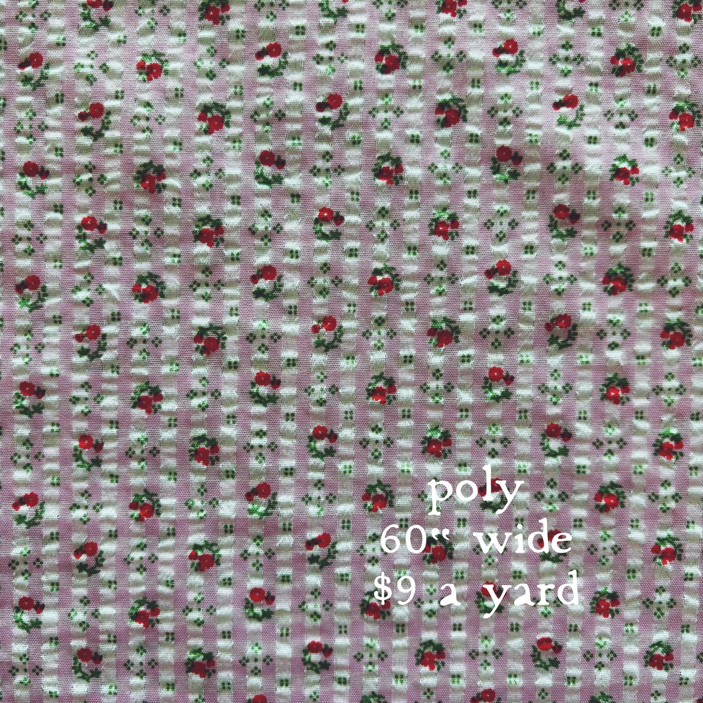 Polyester seersucker red floral