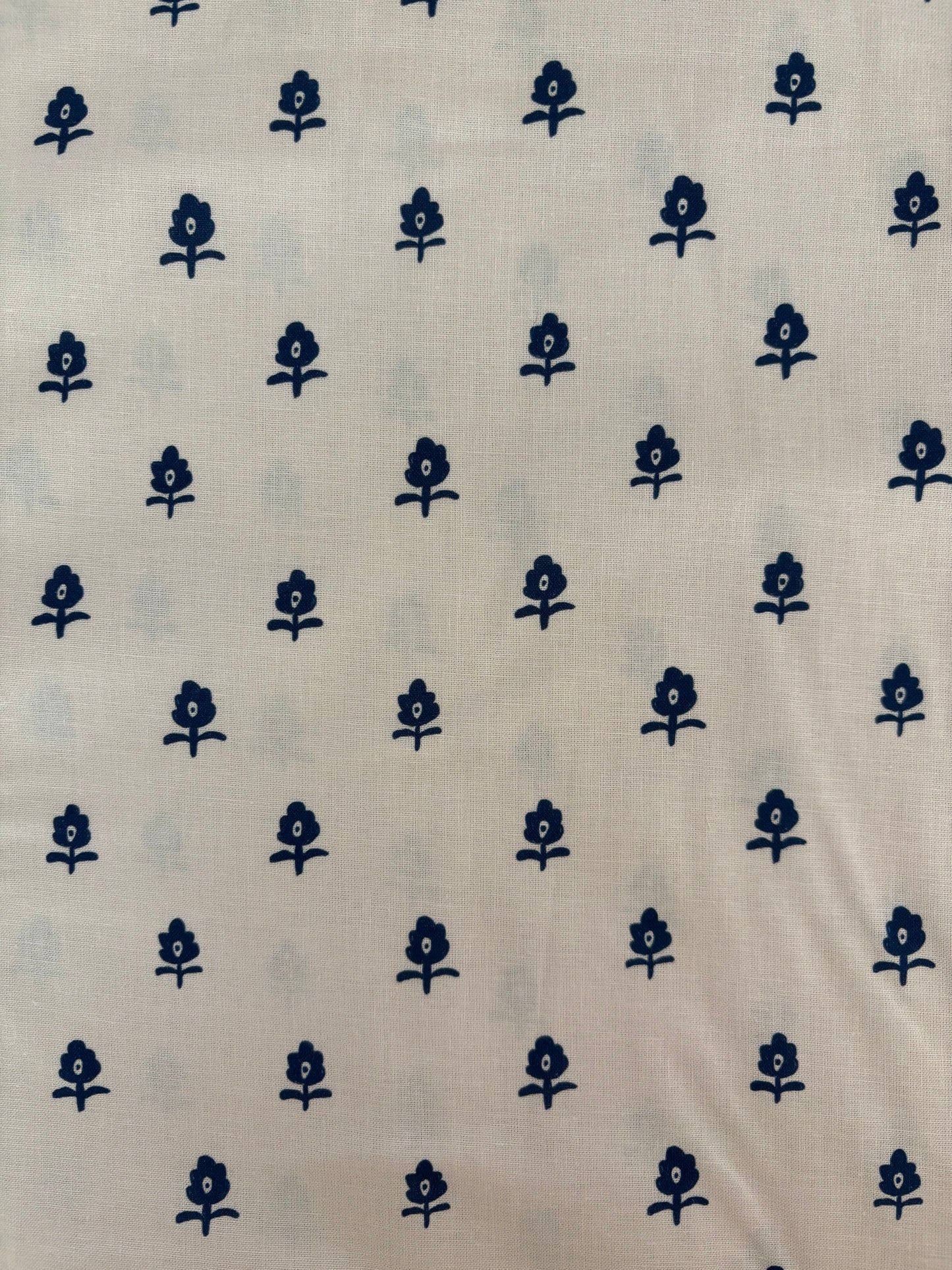 Cotton linen navy floral fabric