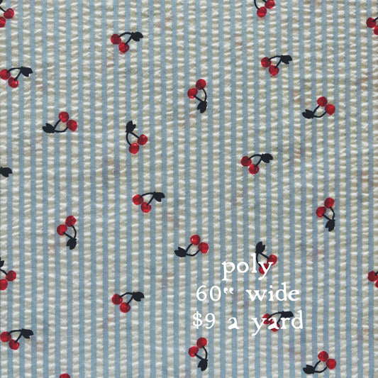 Polyester seersucker cherry fabric