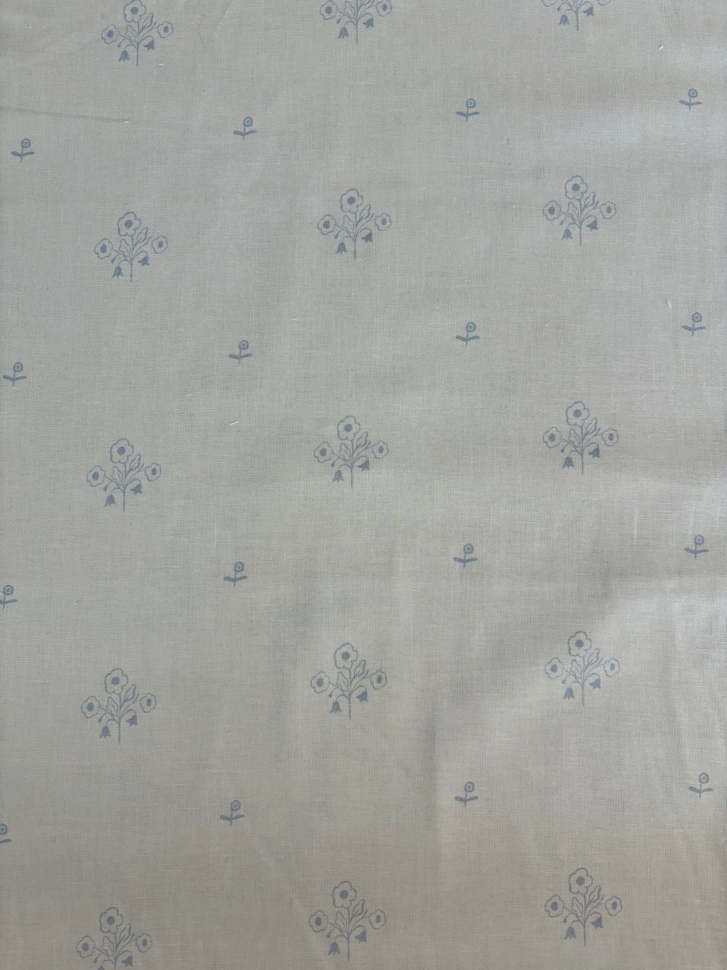 Cotton linen light blue floral fabric
