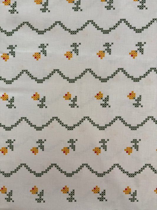 Green and yellow floral fabric