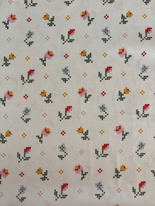 Cross stitch floral fabric