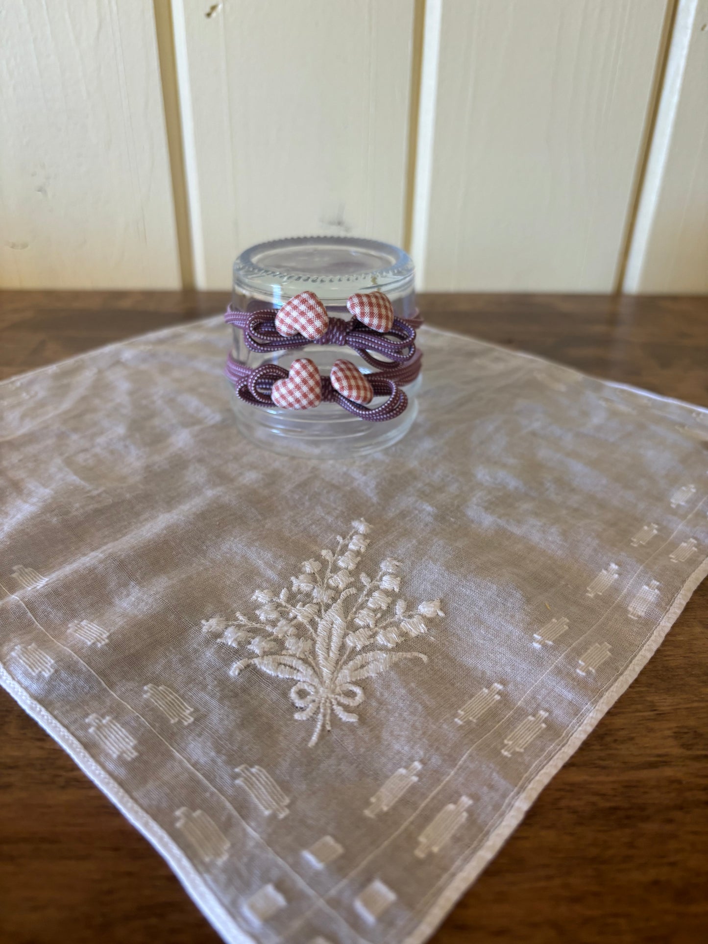 Gingham button hair ties