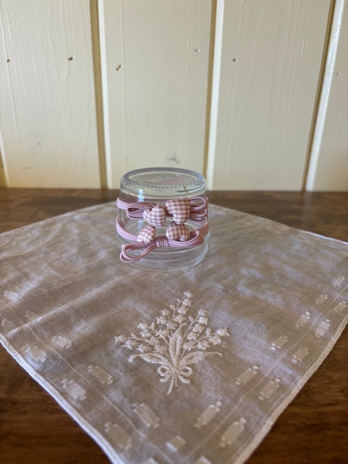 Gingham button hair ties