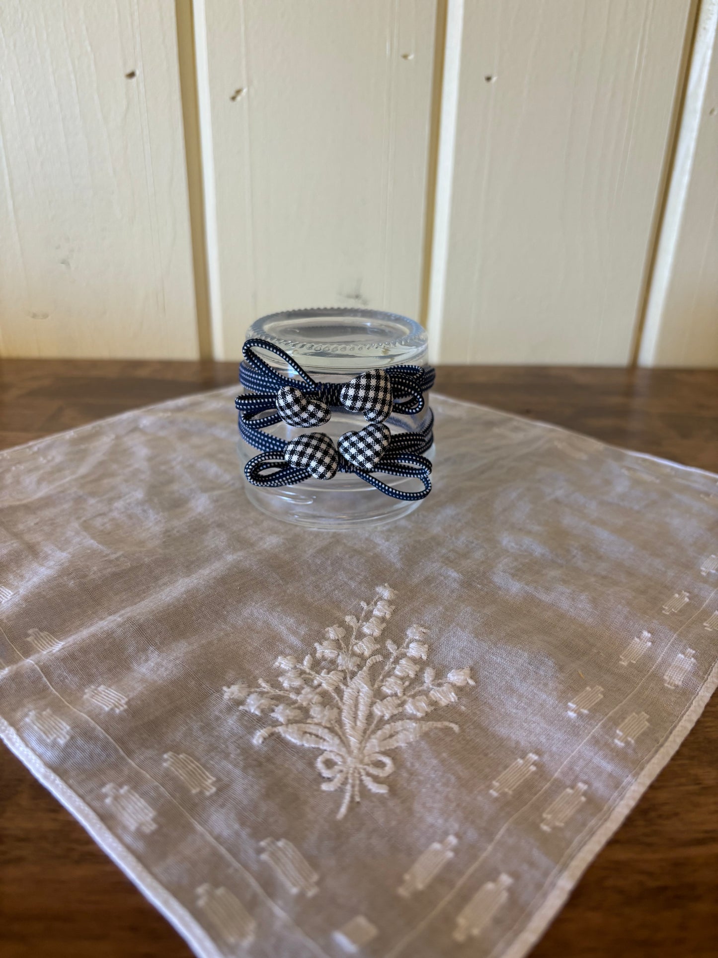 Gingham button hair ties