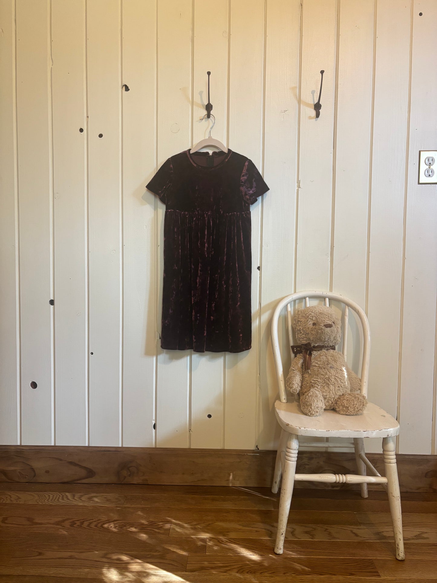 Plum velvet girls dress