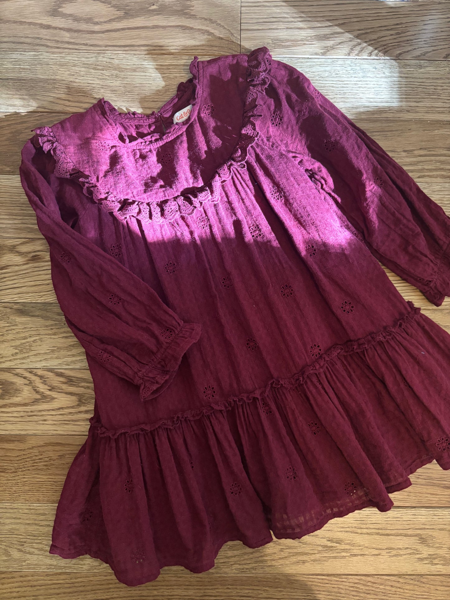 Burgundy eyelet dress